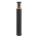 Black aluminum bollard light with clear lens.