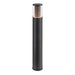 Black metal bollard light fixture with clear ribbed glass top, surface mounted.