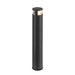 Black aluminum bollard light with clear lens.
