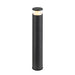Black aluminum bollard light with a smooth finish and ground mounting.