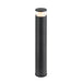 Modern bollard light fixture, black finish, likely aluminum, with clear top.