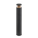 Black aluminum bollard light with a matte finish and clear top, ground mounted.