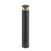 Black aluminum bollard light with clear top, surface mounted.