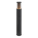 Black metal bollard light with clear ribbed top.