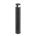 Black metal bollard light with clear top, surface mounted.