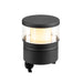 Black aluminum path light with clear glass shade.