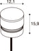 Technical drawing of a cylindrical component with dimensions 12.1 and 15.9.