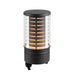 Black metal and clear glass outdoor bollard light with a matte finish.