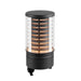 Black metal and clear glass outdoor bollard light fixture with a matte finish.