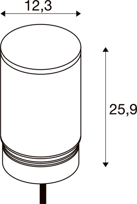 Technical drawing of a cylindrical sensor with dimensions 12.3 and 25.9.