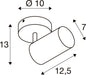 Technical drawing of a spotlight with dimensions.