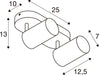 Technical drawing of a two-light spotlight, dimensions in centimeters.