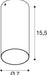 Technical drawing of a cylindrical light fixture showing dimensions.
