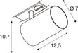 Technical drawing of a cylindrical spotlight with dimensions.