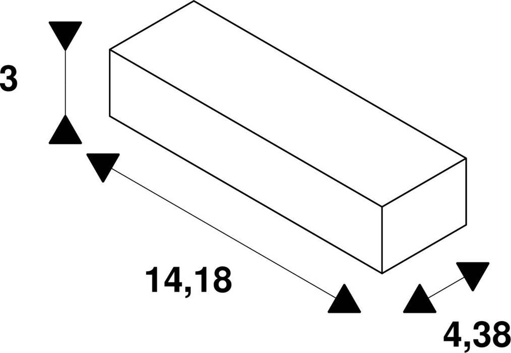 Dimensioned drawing of SLV LED bridge driver, 12W, 200mA for NUMINOS®, including radio interface for RF module, DALI