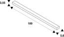 Technical drawing of a rectangular bar with dimensions 3.55, 5.6, and 100.