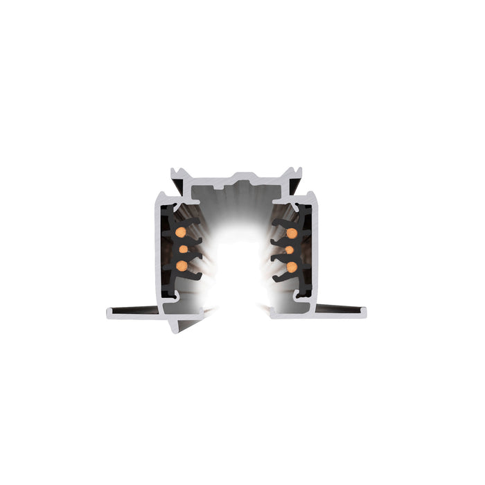 Aluminum track lighting profile, silver finish, surface mount.