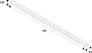 Technical drawing of a white rectangular bar with dimensions.