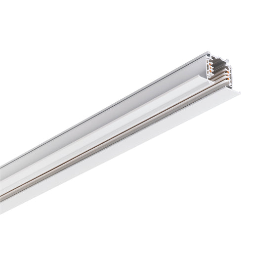 White aluminum track lighting rail, surface mounted.