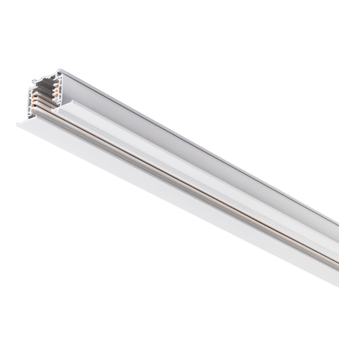 White aluminum track lighting rail, surface mounted.