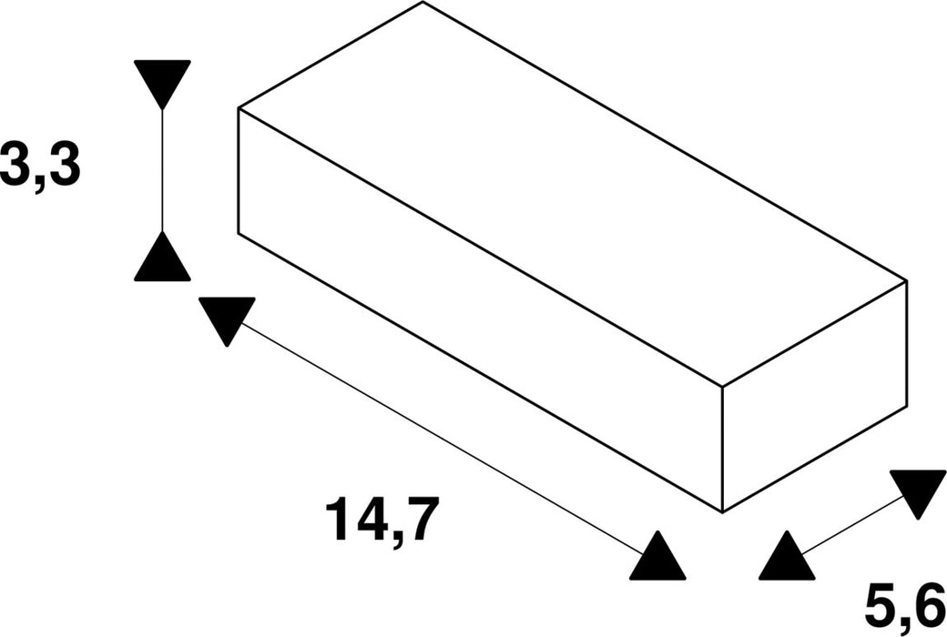 Dimensioned drawing of SLV S-TRACK Integrated Feed-in right white