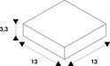 Dimensioned drawing of SLV S-TRACK Integrated L-connector, with feed-in option, with internal earth electrode, black