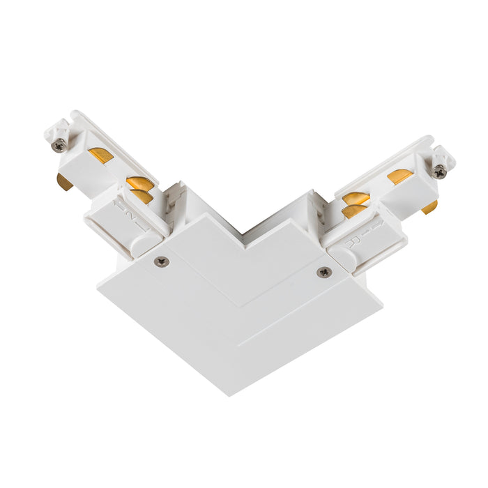 SLV S-TRACK Integrated L-connector, with feed-in option, with external earth electrode, white