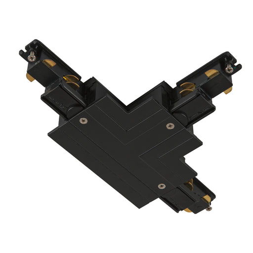 SLV T-connector, for S-TRACK 3-phase mounting track, earth electrode outside left, with feed-in option, DALI, PHASE, black