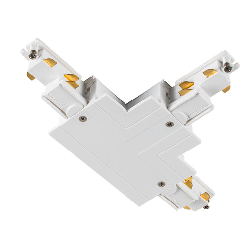 SLV T-connector, for S-TRACK 3-phase mounting track, earth electrode outside left, with feed-in option, DALI, PHASE, white