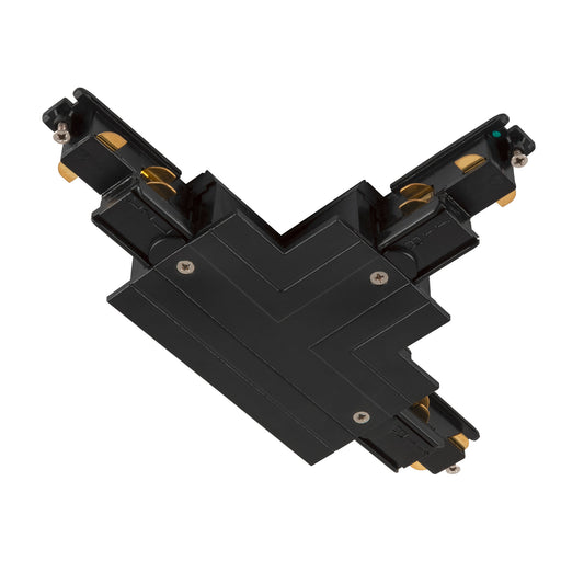 SLV T-connector, for S-TRACK 3-phase mounting track, earth electrode inside right, with feed-in option, DALI, PHASE, black