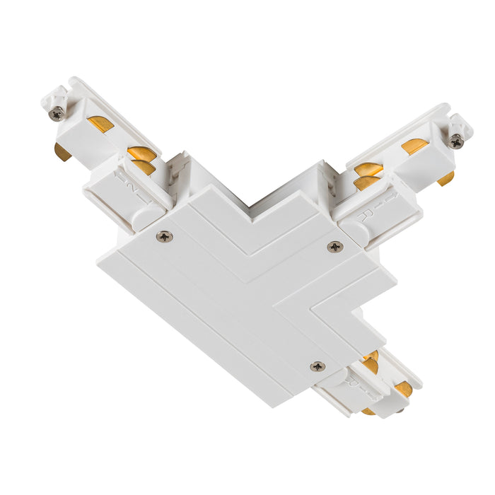 SLV T-connector, for S-TRACK 3-phase mounting track, earth electrode inside right, with feed-in option, DALI, PHASE, white