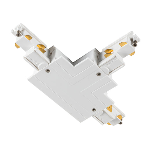 SLV T-connector, for S-TRACK 3-phase mounting track, earth electrode outside right, with feed-in option, DALI, PHASE, white