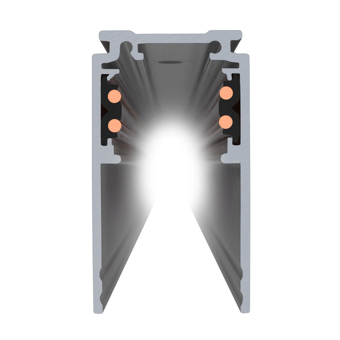 Aluminum LED channel profile, silver finish, cross-section view.