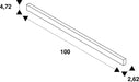 Technical drawing of a white rectangular bar with dimensions.