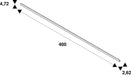 Technical drawing of a 400mm long, rectangular bar, showing dimensions.