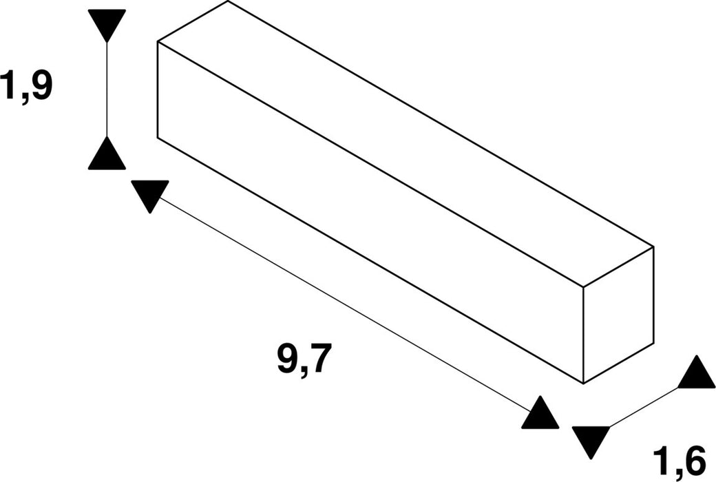 Dimensioned drawing of SLV End feed left, 48V TRACK, black, DALI