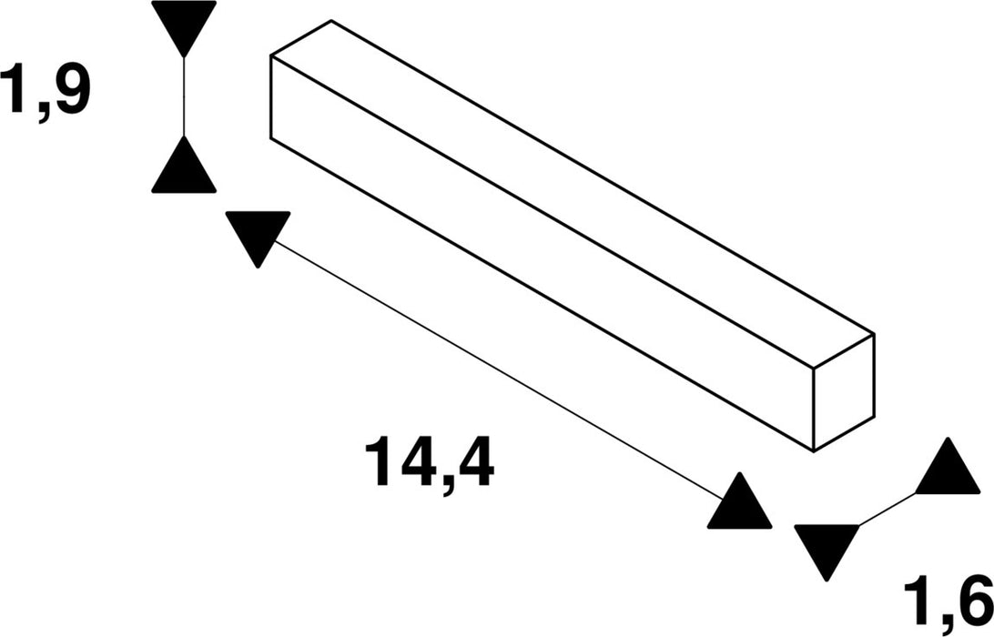 Dimensioned drawing of SLV Longitudinal connector electric, 48V TRACK, white, DALI