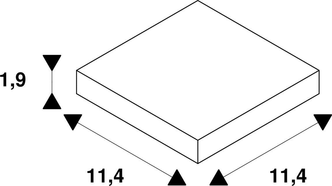 Dimensioned drawing of SLV L-connector electric, 48V TRACK, white, DALI