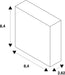 White rectangular block diagram with dimensions.