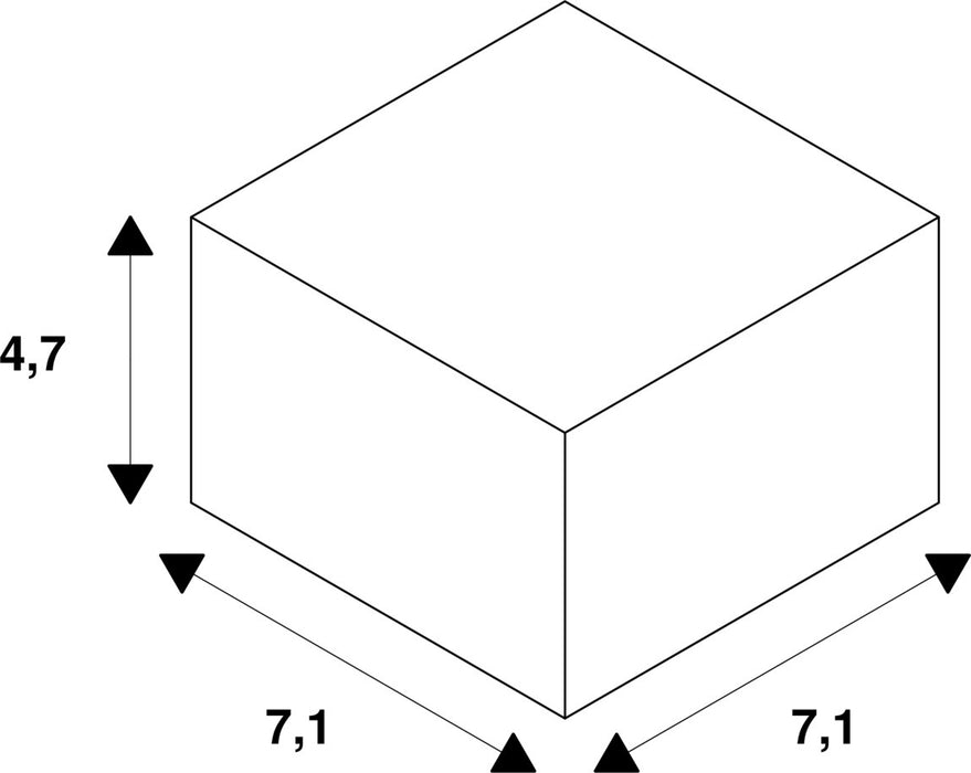 Dimensioned drawing of SLV L-connector, 48V TRACK, for mounting track deep, left, black