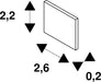 Dimensioned drawing of SLV End cap for mounting track standard, 48V TRACK, white