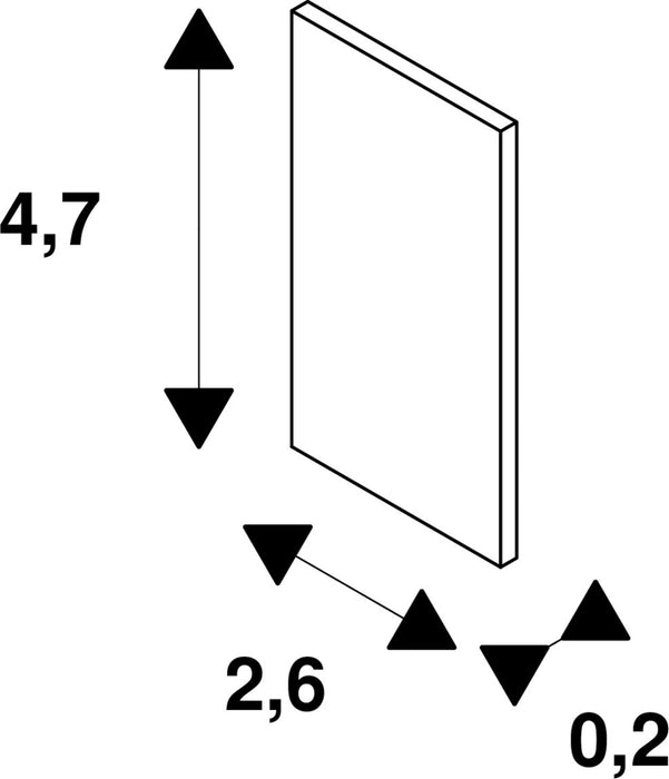 Dimensioned drawing of SLV End cap for mounting track deep, 48V TRACK, black