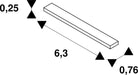 Dimensioned drawing of SLV Track reinforcement plate for mounting track, 48V TRACK, grey