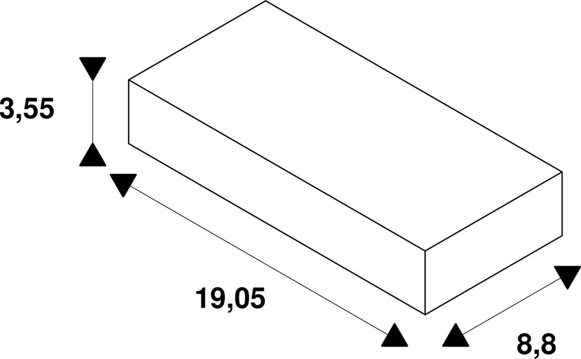 Dimensioned drawing of SLV LED power supply, 48V 150W black