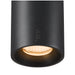 Black aluminum surface-mounted downlight with textured finish.
