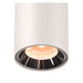 White cylinder surface-mounted light fixture with a textured finish.