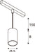 Technical drawing of a ceiling-mounted pendant light fixture with dimensions.