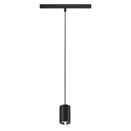 SLV NUMINOS® XS, 48V pendant light, pendant length 150cm, 4000K, 20°, DALI 2, matt black / glossy chrome