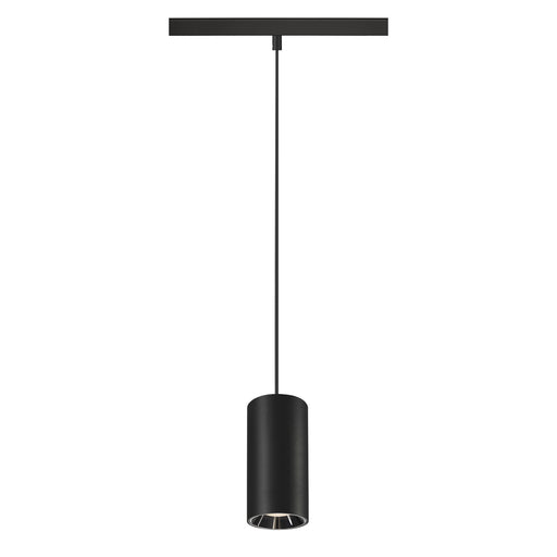 SLV NUMINOS® S, 48V pendant light, pendant length 150cm, 4000K, 40°, DALI 2, matt black / glossy chrome