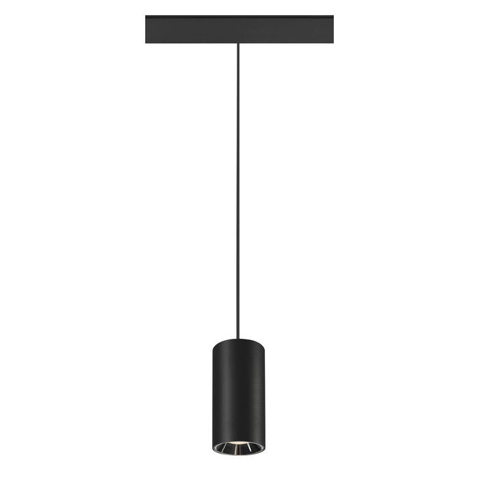 Front view product picture of SLV NUMINOS® S, 48V pendant light, pendant length 150cm, 4000K, 55°, DALI 2, matt black / glossy chrome